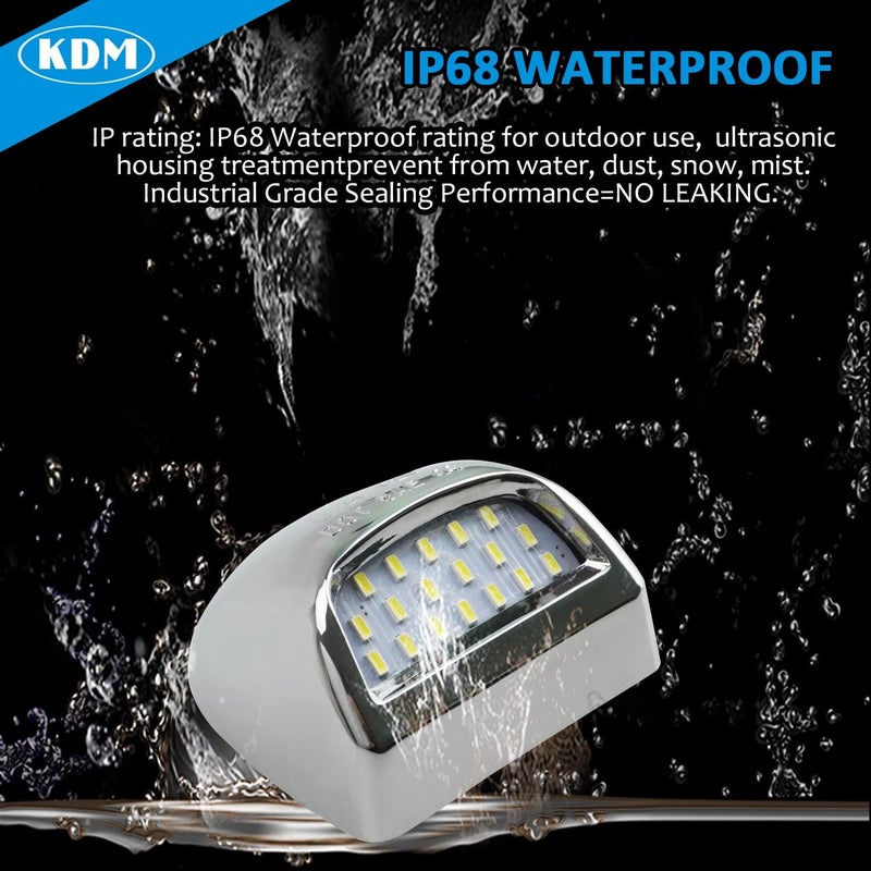 KDM LED License Plate Lights Chromed housing for 1999-2013 Chevy Silverado GMC Sierra 1500 2500 3500 HD Suburban Tahoe Cadillac Escalade EXT Yukon XL, 6000K White Chromed Housing 2pcs pack - Image 5